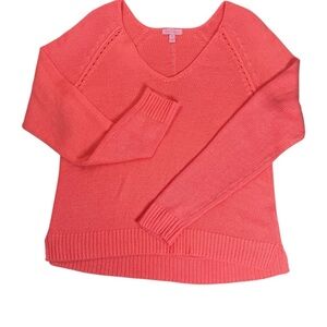 Lilly Pulitzer Vibrant Neon Orange V-Neck Sweater. Size XL